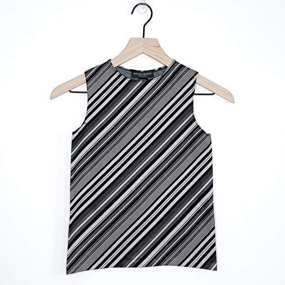 BANANA REPUBLIC Small Tank Top Shell Stretch Bias Stripe Italian Made in Italy - Picture 13 of 13
